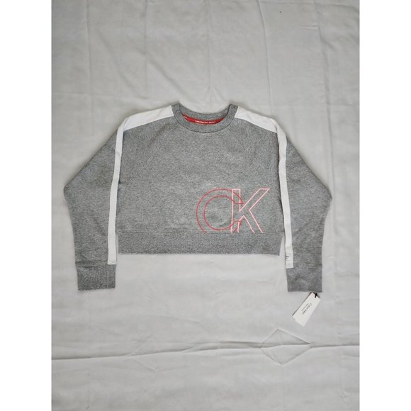 Calvin Klein Performance Womens Gray Heather Crop Pullover Sweatshirt Medium NWT - Picture 5 of 16